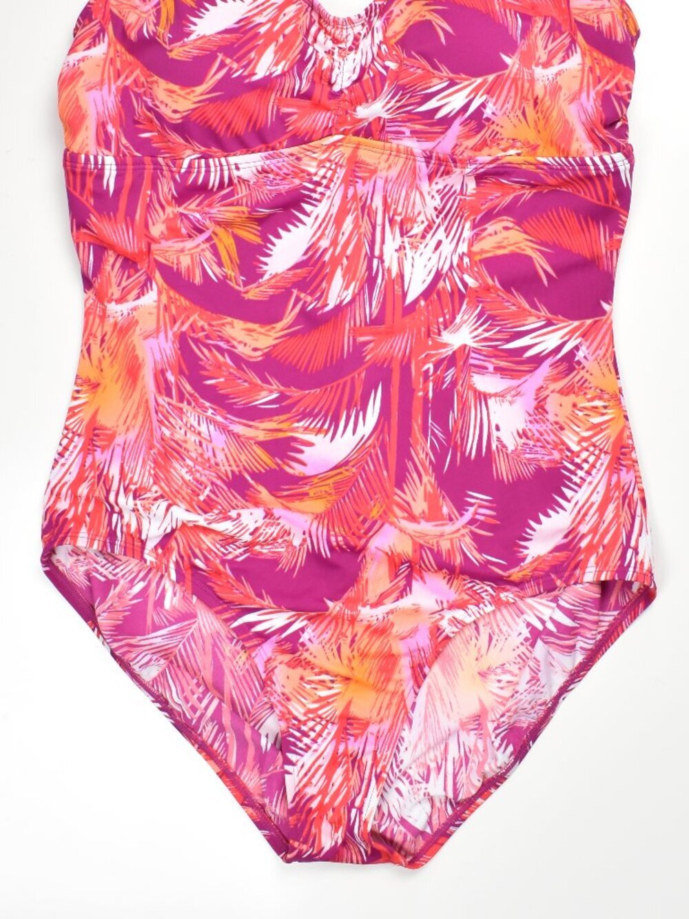 Jantzen Tropical Ruched V-neck One-Piece Swimsuit - 14 - Picture 3 of 8